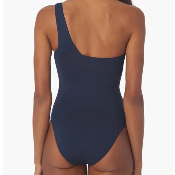 We wore what - one shoulder one piece bathing suit, Navy, Sz M, NWT - Picture 3 of 6